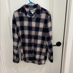 Amazon Essentials Men's Plaid Shirt - Navy, White, and Orange